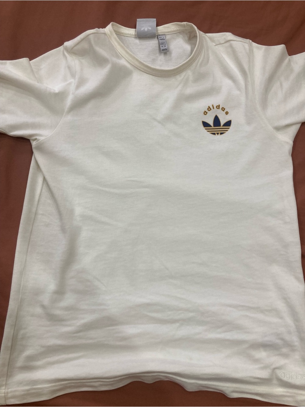 adidas Off-White Short Sleeve Tee with Small Trefoil